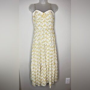 Trixxi Floral Romantic Tiered Sundress M Eyelet Trim Cottagecore Trad Wife Dress